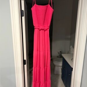 Alice + Olivia Vibrant Pink wide leg jumpsuit.